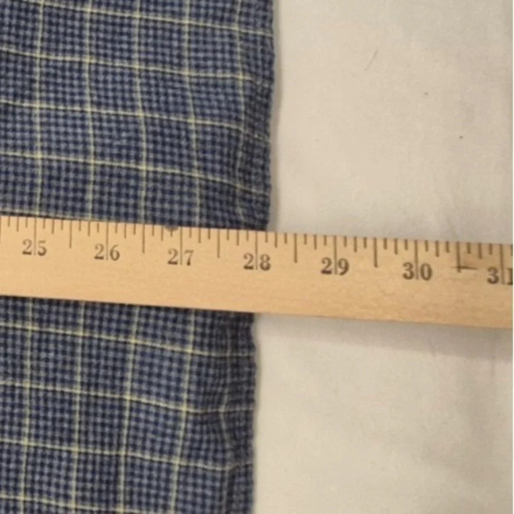 Banana‎ Republic men's blue plaid LS button up Untucked Fit shirt LG Cotton